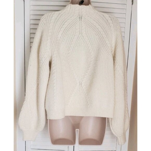 NWT MARC NEW YORK ANDREW MARC IVORY CABLE KNIT BUTTON ACCENT SWEATER XLARGE - Picture 6 of 10